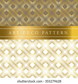 white and gold clover vector seamless pattern in ar deco style