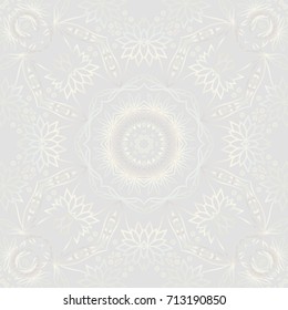 white gold color seamless background with floral design. vector illustration.