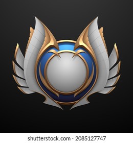 White and gold elegant emblem template with wings