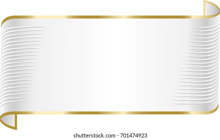 White and gold elegant ribbon banner deecoration.