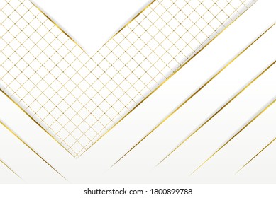 White And Gold Elegant Texture Background. Vector EPS Illustration. Circle And Square Pattern. Golden Gradient Of Line 