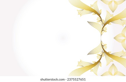 white gold floral background with floral and leaf ornament design