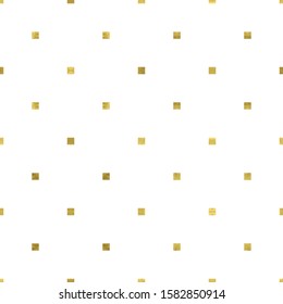 White and gold geometry pattern with mosaic confetti squares. Abstract geometric modern background. Bright shiny illustration. Texture of gold foil  for fabric, textile, wallpaper, decorative paper