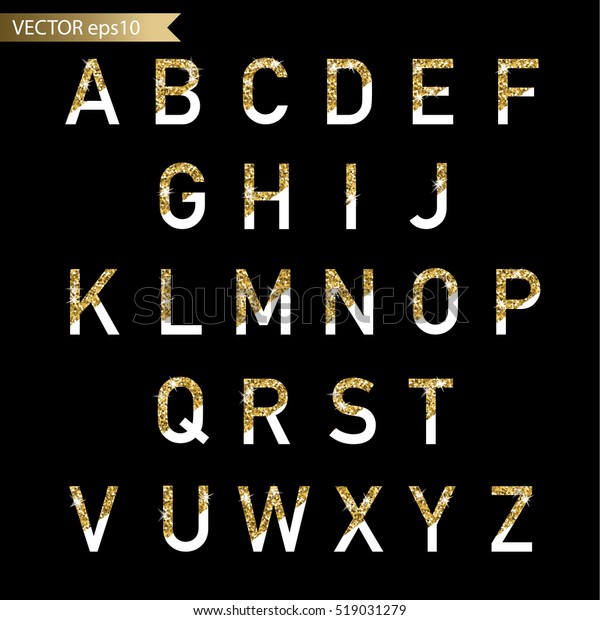 white gold glitter decorative letters isolated stock vector royalty