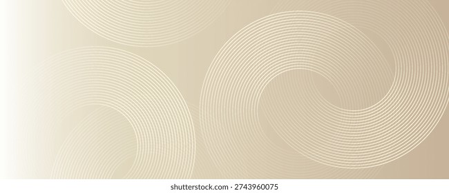 White and gold gradient vector background, featuring subtle circular line patterns. White and gold vector background in calm and modern texture. Minimal vector background in white and gold color.