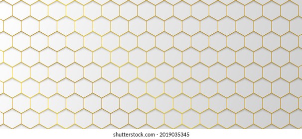 white gold hexagonal pattern banner background