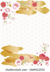 
White and gold Japanese pattern background material vertical