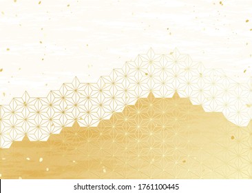 White and gold Japanese traditional pattern background illustration