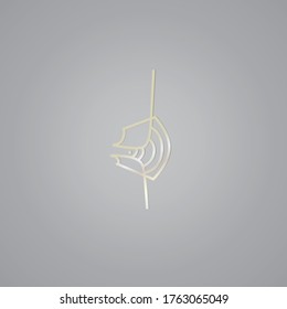 White gold line art sacral geometry gradient symbol icon in modern style. Can be used for fluent design poster, electronic music technology cover, ethnic jewellery concept, flyer, logo, t-shirt print.