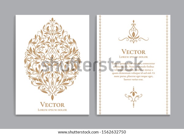 White and gold\
luxury invitation card design. Vintage ornament template. Can be\
used for background and wallpaper. Elegant and classic vector\
elements great for\
decoration.