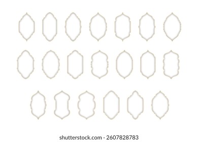 White and gold luxury islamic border frame with shadow