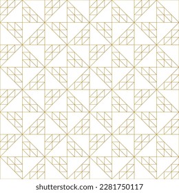 White and gold luxury line art ornamental seamless pattern. Grid geometric oriental design. Art deco abstract background. 