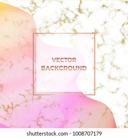 White and gold marble or stone texture and modern colorful lines background. Template for your designs, banner, card, flyer, invitation, party, birthday, wedding, baby shower
