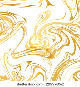 White and gold marble texture background. Liquid effect backdrop. Imitations of hand drawn acrylic painting. Marbling surface vector illustration. Easy to edit template for wedding invitation card.