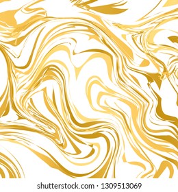 White and gold marble texture background.  Imitations of hand drawn acrylic painting. Marbling surface vector illustration. Easy to edit template for your design projects. Liquid effect backdrop.