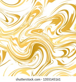 White and gold marble texture background.  Imitations of hand drawn acrylic painting. Marbling surface vector illustration. Easy to edit template for your design projects. Liquid effect backdrop.