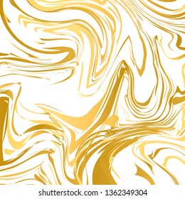 White and gold marble texture background.  Imitations of hand drawn acrylic painting. Marbling surface vector illustration. Easy to edit template for your design projects. Liquid effect backdrop.