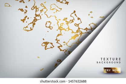 White gold marble texture background with white overlap layers