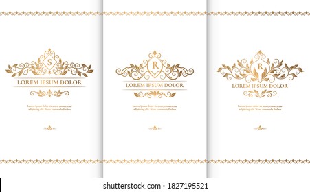 White and gold packaging for luxury products. Vintage vector ornament template. Elegant, classic elements. Great for food, drink and other package types. Can be used for background and wallpaper.