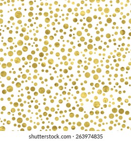 White And Gold  Pattern. Abstract Geometric Modern Background. Vector Illustration.Shiny Backdrop. Texture Of Gold Foil. Art Deco Style. Polka Dots, Confetti.