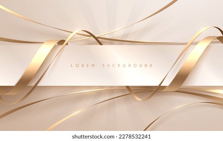 White and gold ribbons template background