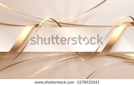 White and gold ribbons template background