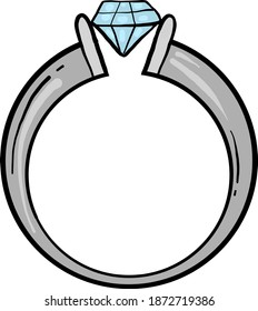 Anillo de oro blanco, ilustración, vector sobre fondo blanco.
