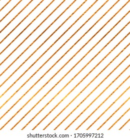 White and gold seamless pattern with glitter foil textured minimalistic diagonal stripes. Abstract artistic background. Simple shiny illustration for fabric design, wallpaper, decorative paper, web