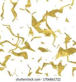 Diseño transparente de color blanco y dorado con trozos de tela de lámina brillante texturados. Antecedentes artísticos abstractos. Ilustración brillante brillante brillante para el diseño de tela, papel pintado, papel decorativo, tela