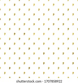 White and gold seamless pattern with glitter foil textured drops. Abstract artistic confetti background. Bright shiny illustration for fabric design, wallpaper, decorative paper, web