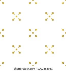 White and gold seamless pattern with glitter foil textured simple quatrefoils. Abstract artistic background. Bright shiny illustration for fabric design, wallpaper, decorative paper, web