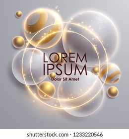 White and gold spheres background