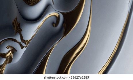 White and gold swirl effect luxurious marble texture pattern background with high resolution design for cover book or brochure, poster, wallpaper background or realistic business. Acrylic painting.
