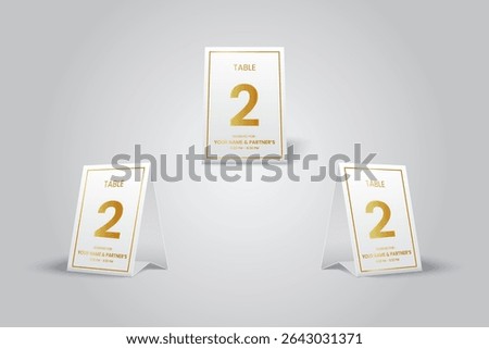 white Gold Table Number 2 Card Mockup for event or dining