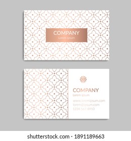 White And Gold Vintage Business Card. Luxury Vector Ornament Template. Great For Invitation, Flyer, Menu, Background, Wallpaper, Decoration, Packaging Or Any Desired Idea.