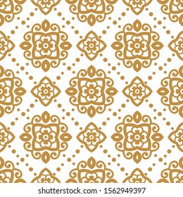 White and gold vintage vector seamless pattern, wallpaper. Elegant classic texture. Luxury ornament. Great for fabric and textile, wallpaper, or any desired idea.