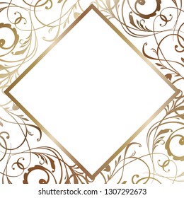 White and gold wedding Card Illustration. Invitation in Vector. Bridal Shower Template