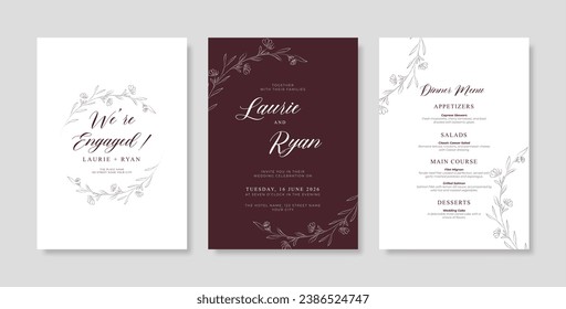White gold wedding invitation template. Minimalist wedding card template. trendy modern wedding invitation template