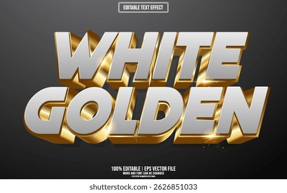 Efeito de texto editável em 3D Dourado Branco