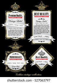 white golden collection of vintage alcohol wine labels

