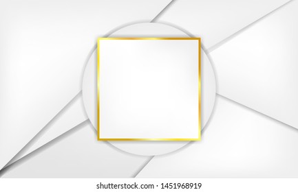 White and golden frame background with overlapping geometric abstract