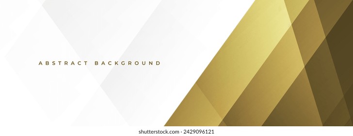 Banner ancho abstracto moderno blanco y dorado con formas geométricas. Fondo abstracto elegante del lujo del oro y del blanco. Ilustración de vector