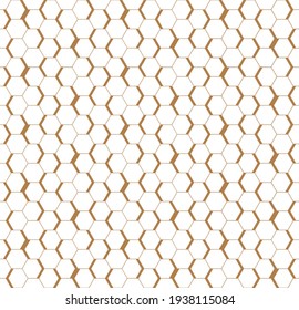 White golden seamless honeycomb hexagonal wall background.