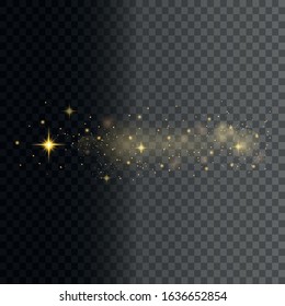 White, golden sparks glitter special light effect. Vector sparkles on transparent background. Christmas abstract pattern. Sparkling magic dust particles
