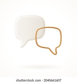 Weiße und goldene Sprachblase. Konzeption des Dialogkonzepts. Vektorgrafik.