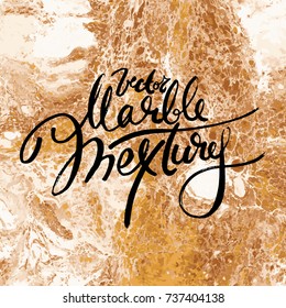 White and golden vector marble texture. Hand draw painting with marbled texture and gold and bronze colors. Gold, brown marble background. Abstract marble pattern. Liquid painting, liquid technique