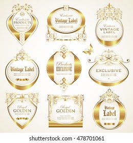 White gold-framed labels