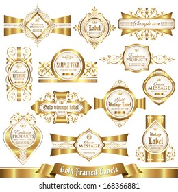 White gold-framed labels set 4