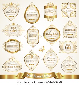 White gold-framed labels set 6