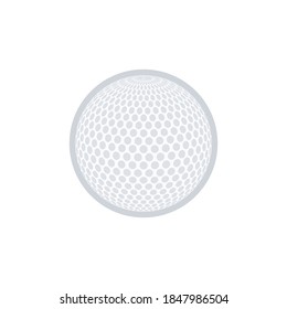 Weißer Golfball mit flachem Design auf weißem Hintergrund, Vektorgrafik.